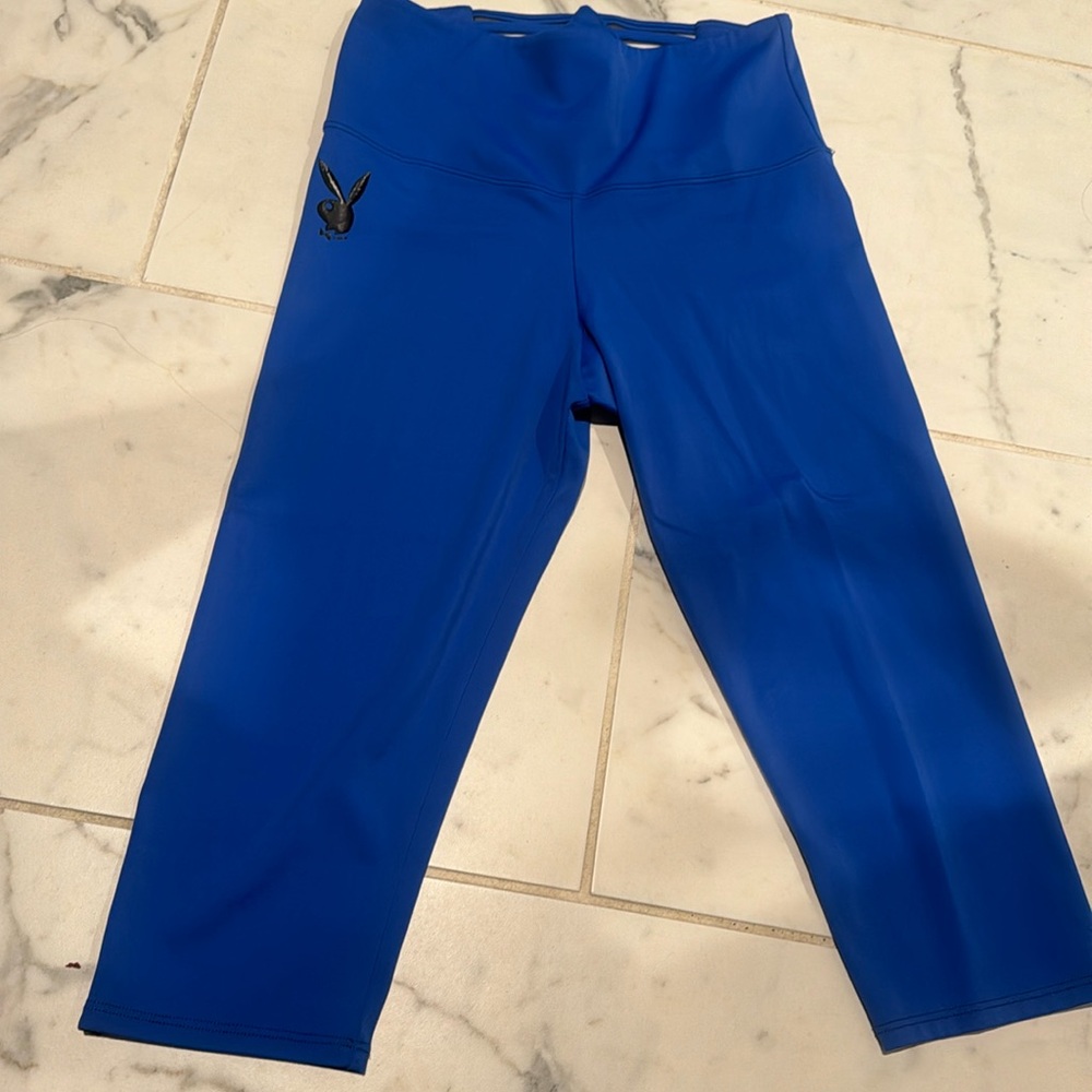 Blue playboy workout capris